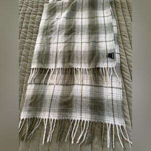 Steve Madden Olive and Cream Plaid Scarf